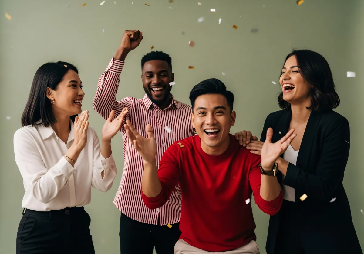 Equipe comemorando conquista